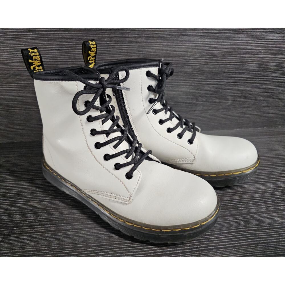 Dr. Martens Boots White Zavala J Doc Side Zip Lace Up Combat Mens 4 Womens 5